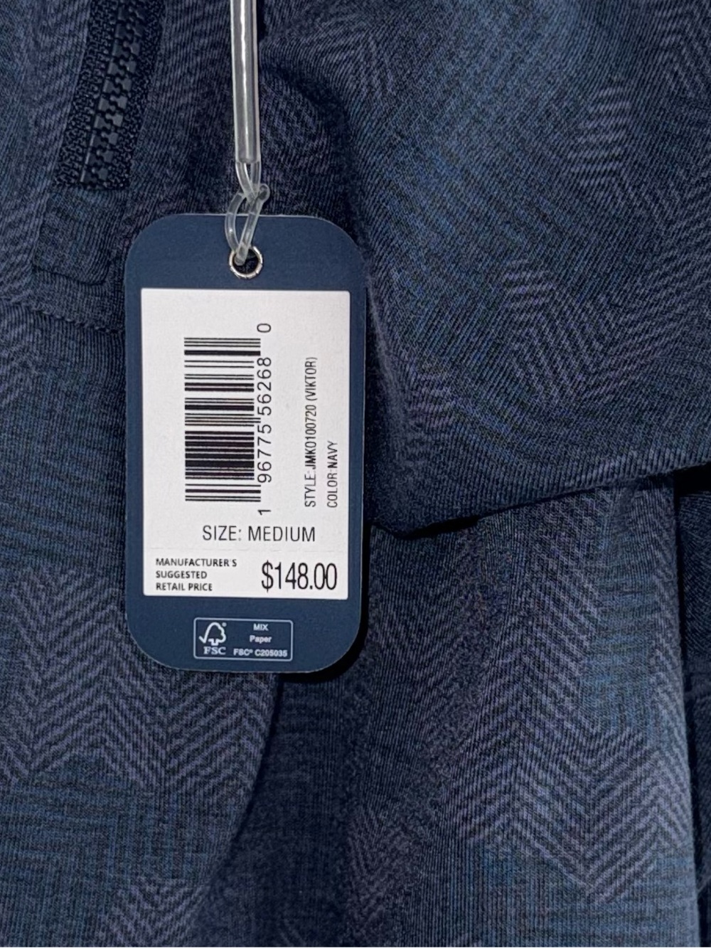 johnnie-O NWT “Viktor" Performance 1/4 Zip Pullover in Navy Chevron Camo - Picture 6 of 11